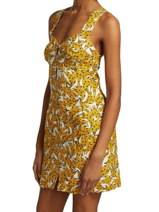 FARM Rio Dresses & Skirts - FARM Rio Yellow Printed Button-Front Mini Dress